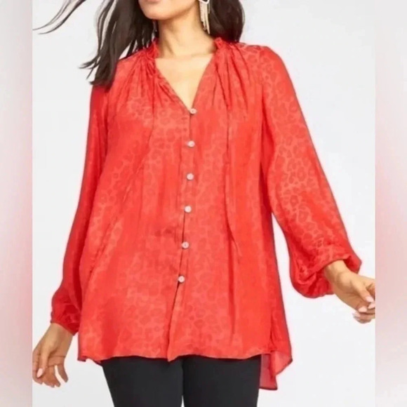 Show Me Your MuMu Tops - Show me your mumu red cheetah Alicia long sleeve button up tunic size M